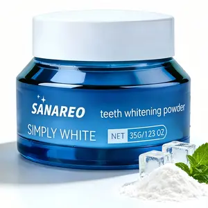 SANAREO Teeth Whitening Powder - Fast Brightening & Stain Removal, Enamel-Safe Toothpaste Whitening, Vegan, Gentle for Sensitive Teeth, Fresh Mint Flavor