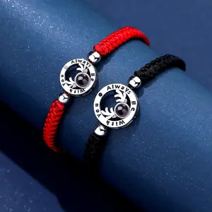 L&M Photo-Customized Projection Jewelry - Personalized Couple Bracelets| Custom GiftBraided Red Cord Bracelets stocking gifts for girlfriend i love my girlfriend gifts for mom  for women chain / chains custom gift Interchangeable Christian Silicone