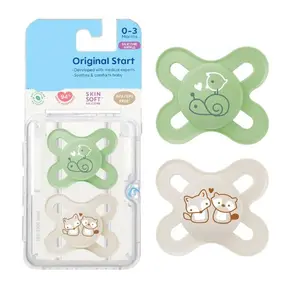 Original Start Matte Baby Pacifiers for Newborn 0-3 Months, BPA-Free Soft Silicone Pacifier, Medical-Grade Design for Small Baby Mouths, Skin-Friendly Orthodontic Soother, Easy Clean, 2-Pack with Sterilizer Case