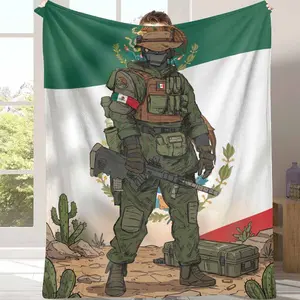 Tactical Soldier Flannel Blanket Mexican Army Infantry Special Forces Print UltraSoft Lightweight Warm Fleece Throw Perfect for Living Room Couch Bed Camping Outdoors Military Enthusiast Birthday Gift