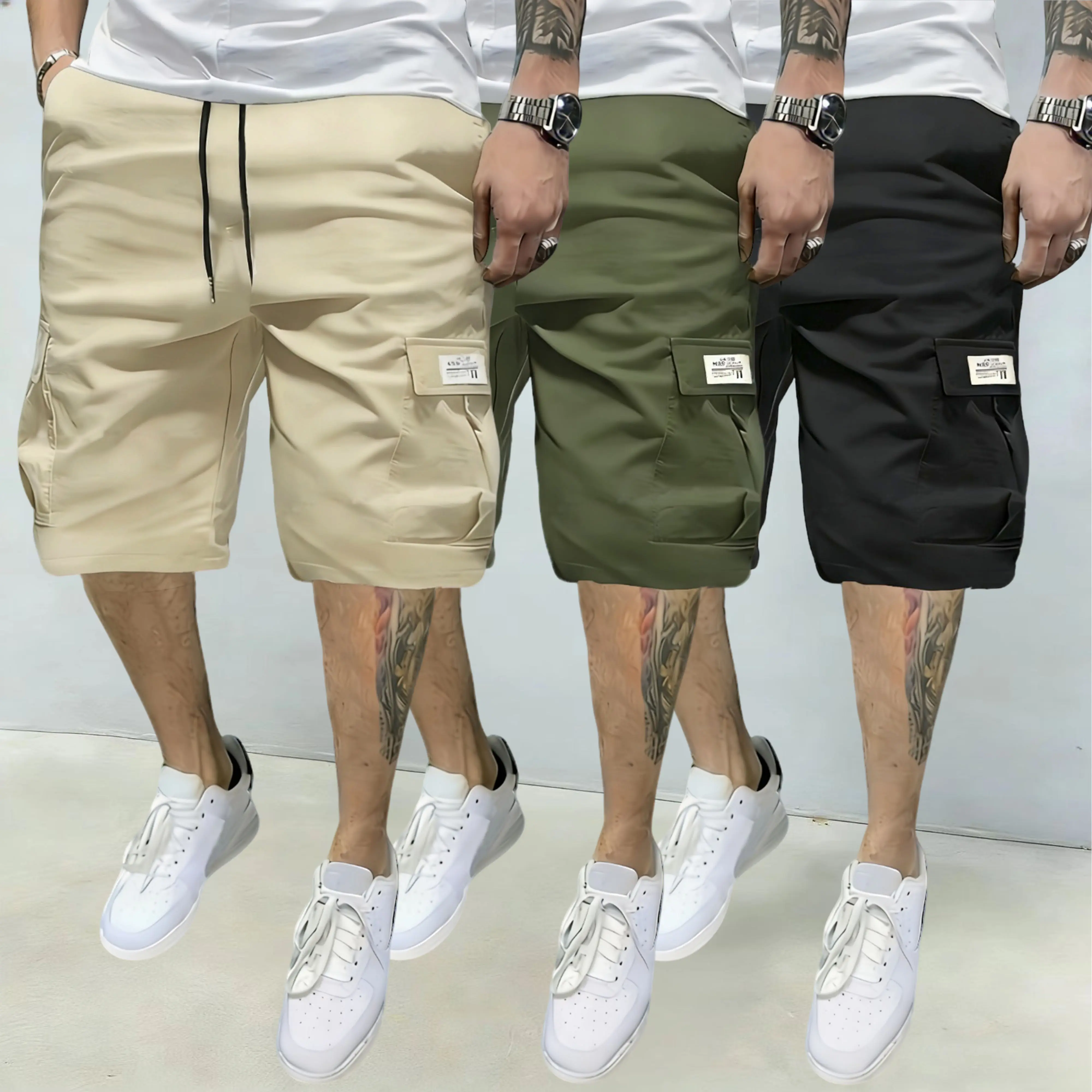 Men’s Summer Lightweight Cargo Shorts, 3-Pack – Loose Fit, Multi-Pocket Athletic Mid-Length Daily Casual Shorts Athletic Trouser Shorts
