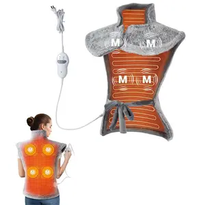 Vibrating Heating Pad for Neck & Back - 24"x35", 2 Heat Levels, 4 Massage Modes, Perfect Gift for Men & Women, Gray