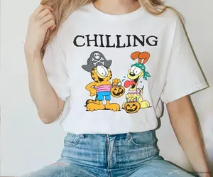 Garfield Halloween Odie Garfield Pirates Chilling Halloween T-Shirt, Garfield Sweatshirt, Halloween Garfield Shirt, 2023 Halloween tee Shirt