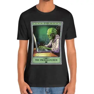Programmer Shirt, The Programmer Tarot Card Shirt, Alien Programmer Coder Shirt Computer Geek Software Engineer Gifts