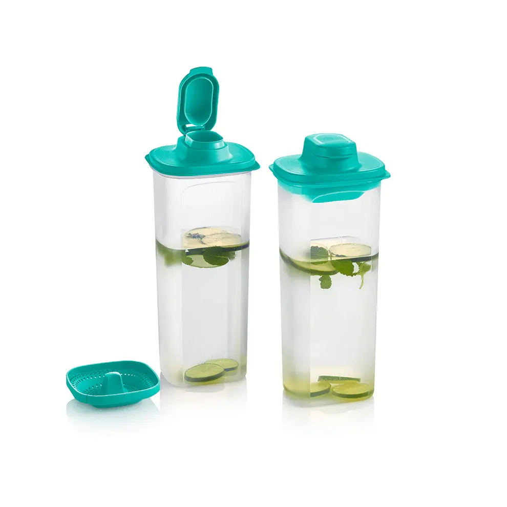 Tupperware Slim Line Pitcher with Strainer Set 2-Qt Leak-Proof Design Easy Maintenance Drinkware Jugs for Cold Soups & Infused Beverages