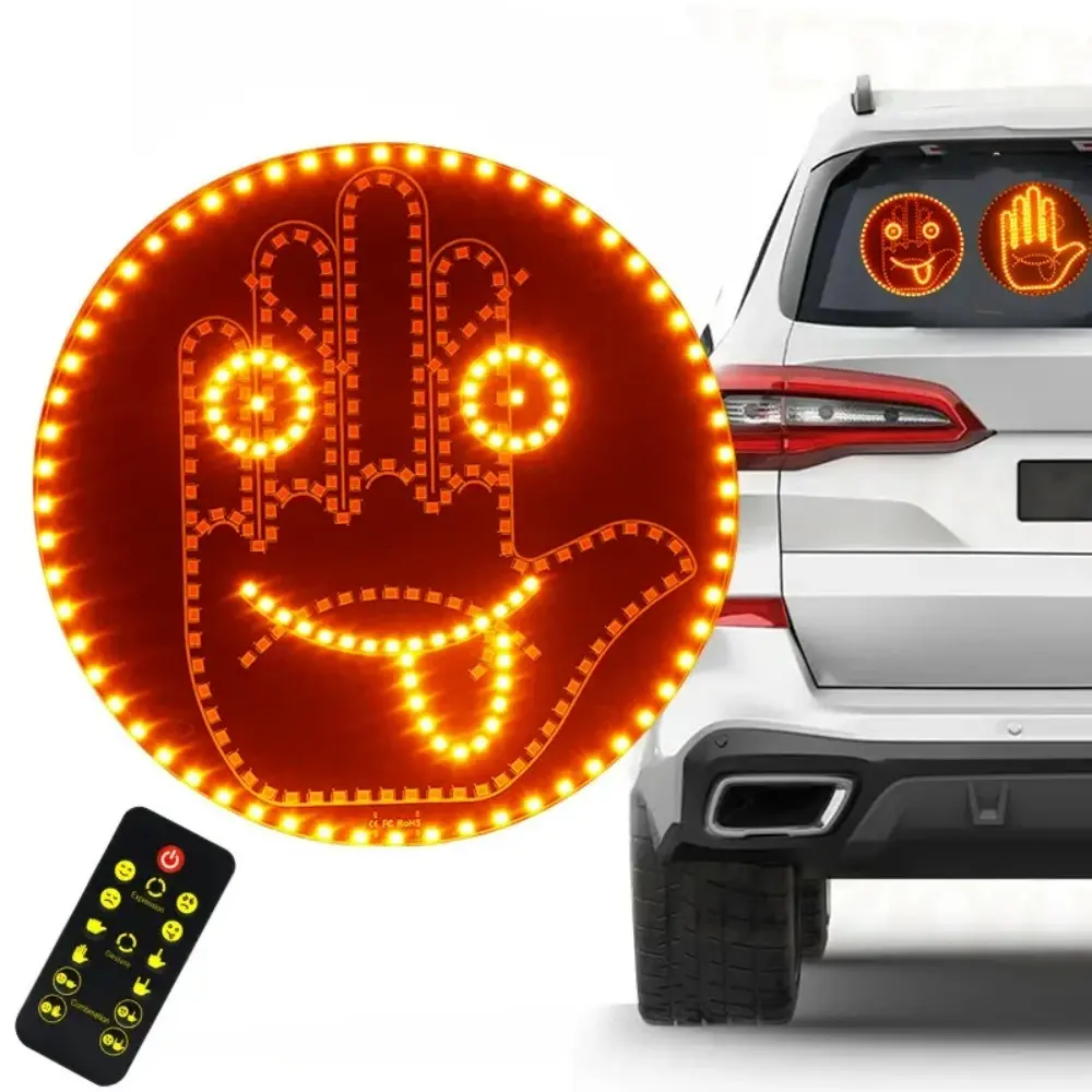 Gesture Control LED Car Decor Lamp - Window-Mount Remote Control Light with PCB Board, Starlight Headliner, Gesture Recognition, Fun Signs, Message Sending, Middle Finger/Palm Signs, Car Interior Exterior Accessory