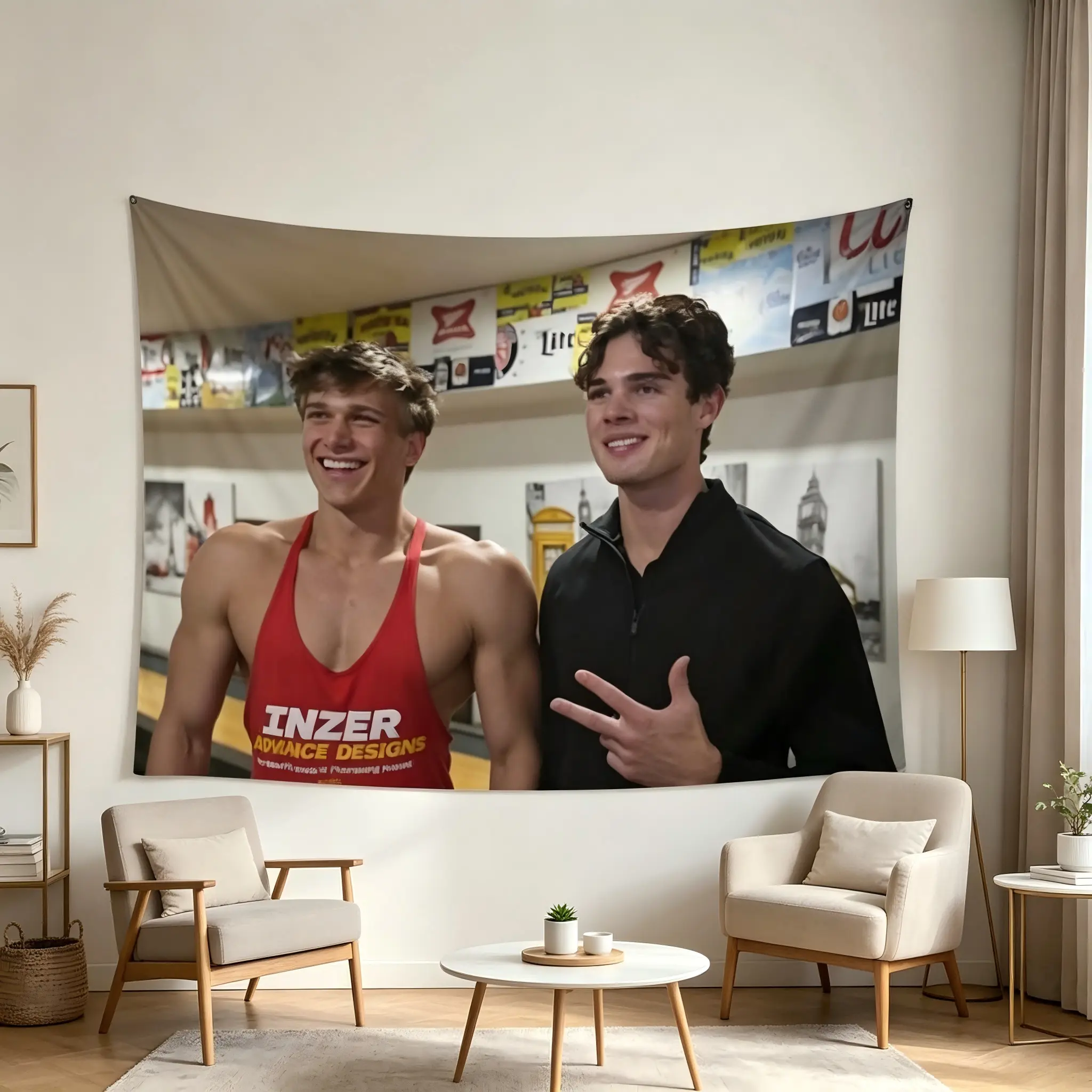 Clavicular Gets Brutally Framemogged By ASU Frat Leader Iconic Moment Wall Flag - Celebrate Sports History with Teamwork Excellence and Collaboration Tribute Decor Tapestry Bedroom Dorm Wall AthleteFlags Athlete Flags tiktokshopbacktoschool