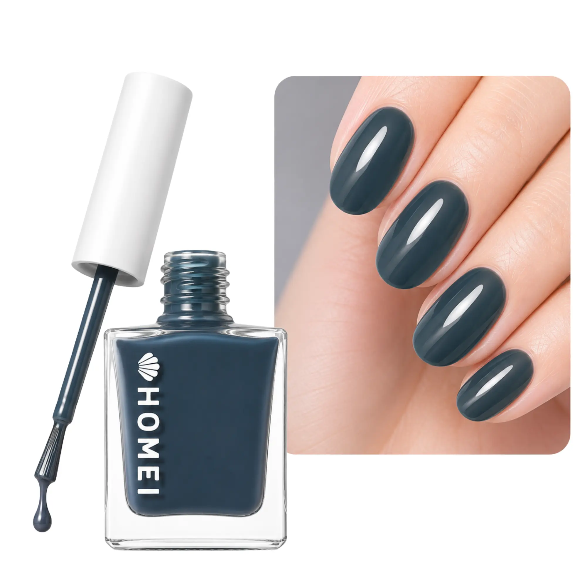 HoMei Nail Gel Strengthener for Women with Aloe Vera, Tea Tree Oil & Keratin from Japan for 5-in-1 Set with Base Coat, Hardener, Top Coat & Nail Care, No UV Light Needed, Midnight Blue
