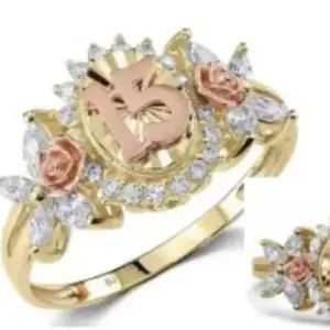 Luxury Quinceañera 14K Gold Ring- Birthday Quince Joy Milestone Significance Statement Piece