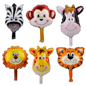 New 6pcs/lot Animal Head Foil Balloons Lion Monkey Helium Balloon Jungle Safari Animals Birthday Party Decor Baby Shower Balloin Gifts