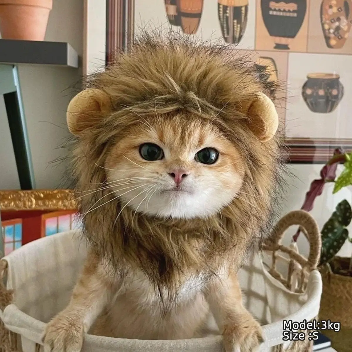 Lion Design Pet Hat, 1 Count Cute Animal Design Pet Headband, Pet Accessories For Cats, Kitten, Kitty