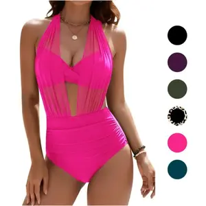 Womens Bikini High Waisted Sets Tummy Control Swimsuits 2 Piece Sexy Modest Bathing Suit Swimwear Top