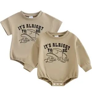 Its Alright To Be Little Bitty Baby Outfit Infant Long Sleeve Romper Baby Boy Western Country Style Onesie Newborn Winter Clothes