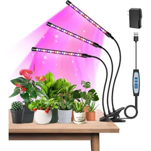 Lights, 3 Heads Red Blue Warm White Full  Grow Lights for Indoor , 60 LEDs Led Grow Light for Seed Starting, with Auto /Off 6/12/16H Timer, 5 Dimmable Levels