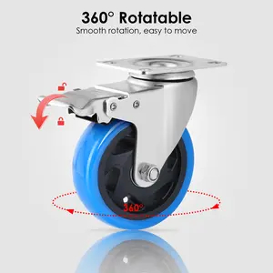 【fathersdaygift】TLGREEN 8pcs/4pcs Caster Wheels Heavy Duty With Brakes, 4 Inch Caster Wheels, 360°Heavy Duty Indoor And Outdoor Swivel Caster Wheels, Polyurethane Rubber Caster Wheels, Load Capacity 1322lbs, Furniture,mothers day gifts ideas