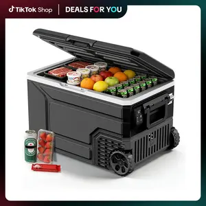 Kismile 12V Compressor Portable Refrigerator - 42/53/68QT Dual-Voltage 12V/24V DC Car Beverage Cooler, -4°F to 68°F Freezer for Car, Camping, Home, Black
