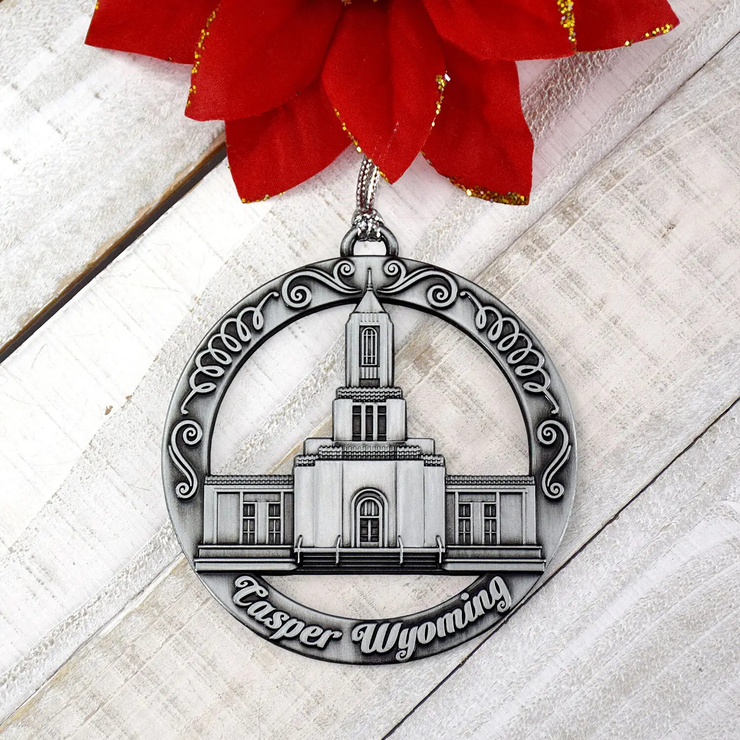 Casper Wyoming Temple Antique Silver Ornament