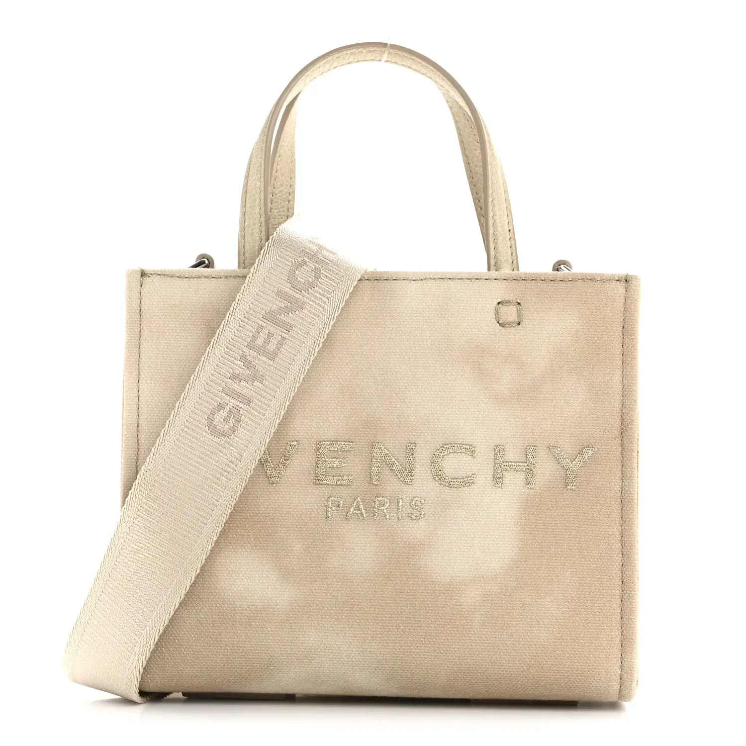 Pre-owned GIVENCHY Canvas Shoulder Bags Tie Dye Mini G Shopping Tote Beige