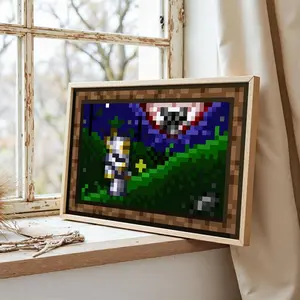 Terraria Paintings Posters Something Evil is Watching You Game Poster Pixel Art Canvas Painting Black Frame Wall Decor Art Gift 12x18 16x24 24x36 Inches Flexible Size Style