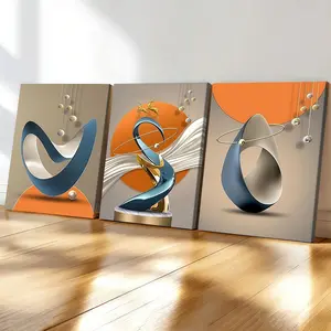 3-count wooden-framed canvas, light luxury metal abstract elk art poster, abstract art poster, modern art living room wall decoration, fashionable family poster, suitable for bedrooms, offices, corridor art, Modern Abstract Design