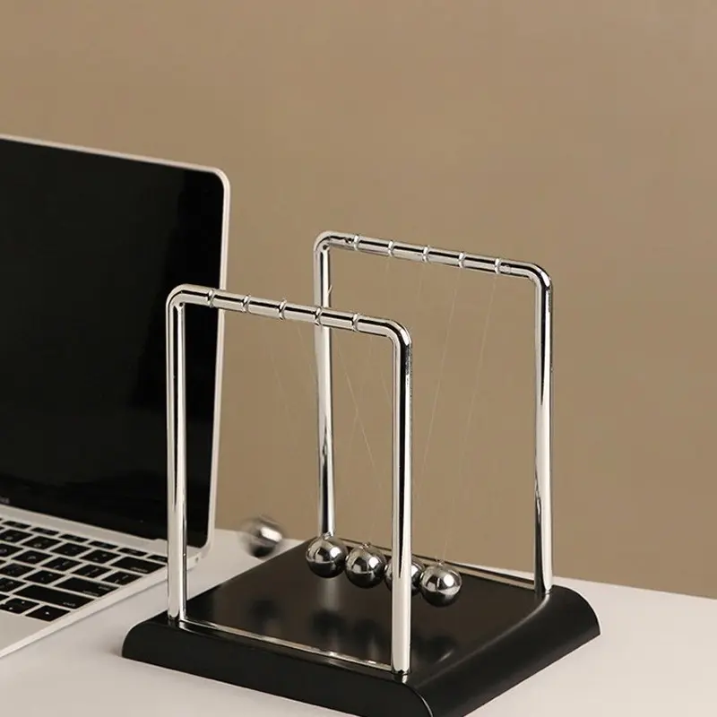 Newton's Cradle Stainless Steel - Vintage Design Physics Education Tool, No Electricity Required for Lab/Classroom/Home Decor Science Gift, Desk Ornament, Solid Metal Decor, Decorative Piece, Desktop Ornament, Decorative Ornaments