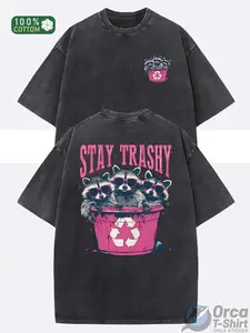 2026 Fashionable 250G Washed T-Shirt Double-Sided Stylish Print High Quality Batik Summer Weight for Outdoor Activities Machine Washable Unisex