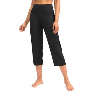 G Gradual Workout Yoga Pants for Women High Waist Capri Pants with Pockets Tummy Control Leggings Crop Straight Leg Athleisure Style Bottoms Athletic Stretchable Activewear