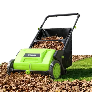 STEELITE 21 - inch Manual Push Lawn Sweeper: Ideal for Grass Clippings, Leaves & Debris. Large Collection Hopper with Height Adjustment - Must - have for Yard Clean - up