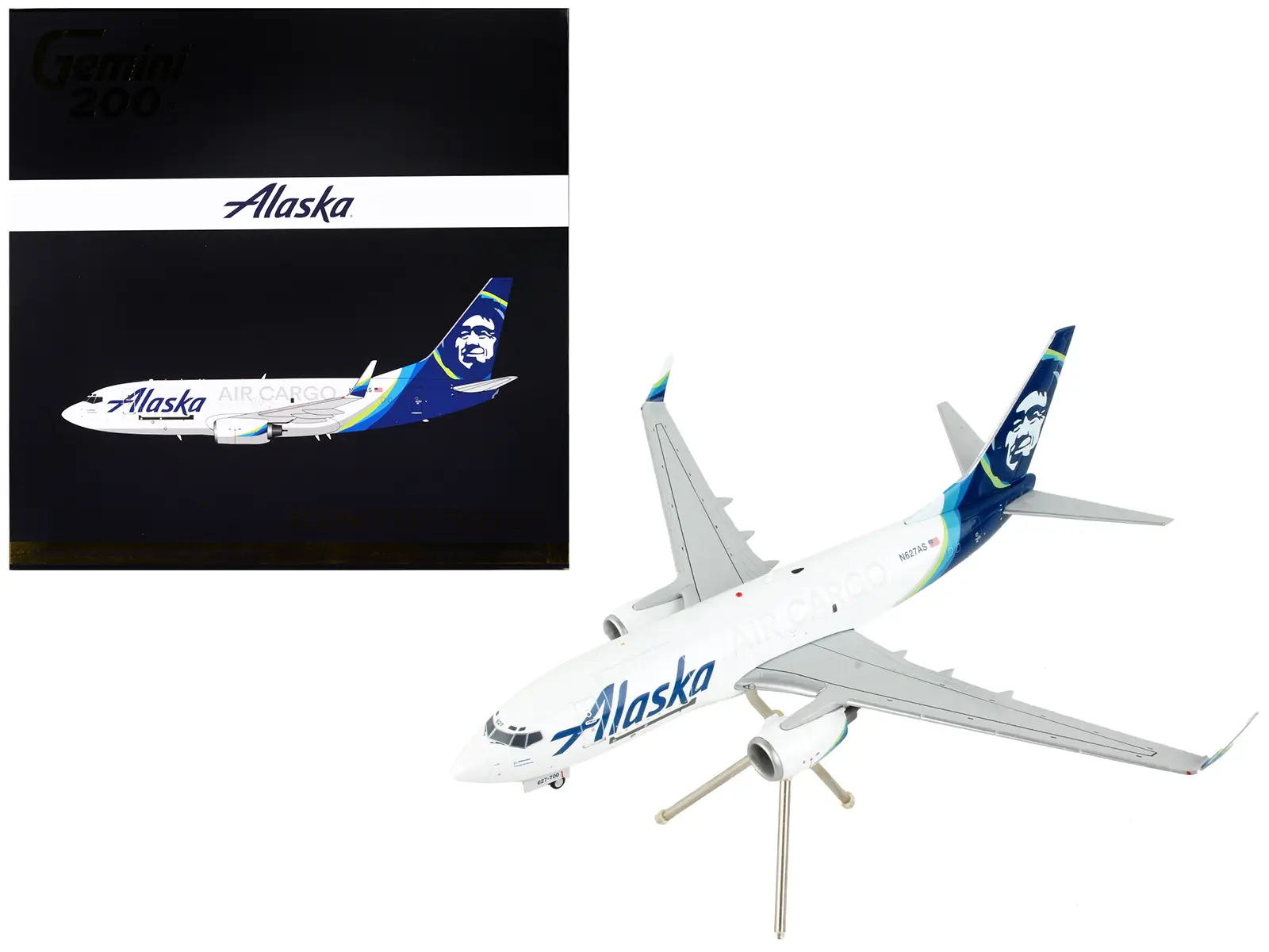 Boeing 737-700BDSF Commercial Aircraft "Alaska Air Cargo" White with Blue Tail 1/200 Diecast Model Airplane by GeminiJets