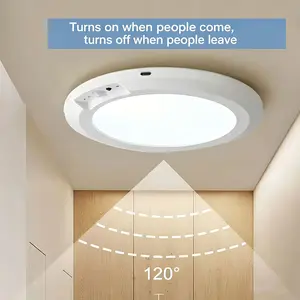 1/2-Pack Rechargeable Motion Sensor Ceiling LED Lights, 3 Color Modes with Remote Control - Magnetic Wireless Ceiling Lights for Closet, Stairs, Garage