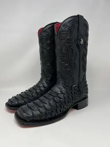Rock'em Boots - Python Clone Black (Red Bottom)