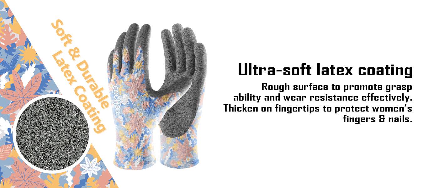 COOLJOB 2/6 Pairs Colorful Gardening Gloves for Women Ladies, Breathable Rubber Coated for Yard Garden