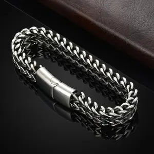 Bracelets for Men 8mm Width Stainless Steel With Sturdy Clasp Franco Curb Chain Mens Bracelet 7.4/8.2 Inches Length