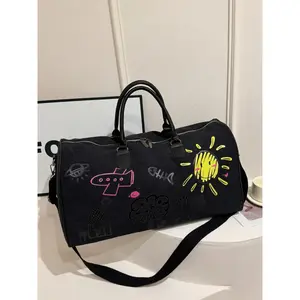 Random Pattern Short-distance Travel Bag, Large Capacity Duffel Bag, Dry & Wet Separation Storage Bag, Travel Bag for Men & Women, Travel Duffle Bag