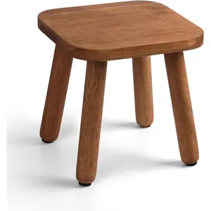 Solid Wood Step Stool 9.3" 300lbs Capacity Indoor Plant Stand, Small Stools for Sitting, Multi-use Footstool for Bathroom Bedroom Kitchen Walnut
