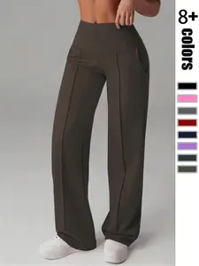 Women's High-Waisted Wide-Leg Yoga Pants, Loose-Fit Street Style, Elastic Waist, Suitable for Outdoor Sports, Gym, Daily Wear
