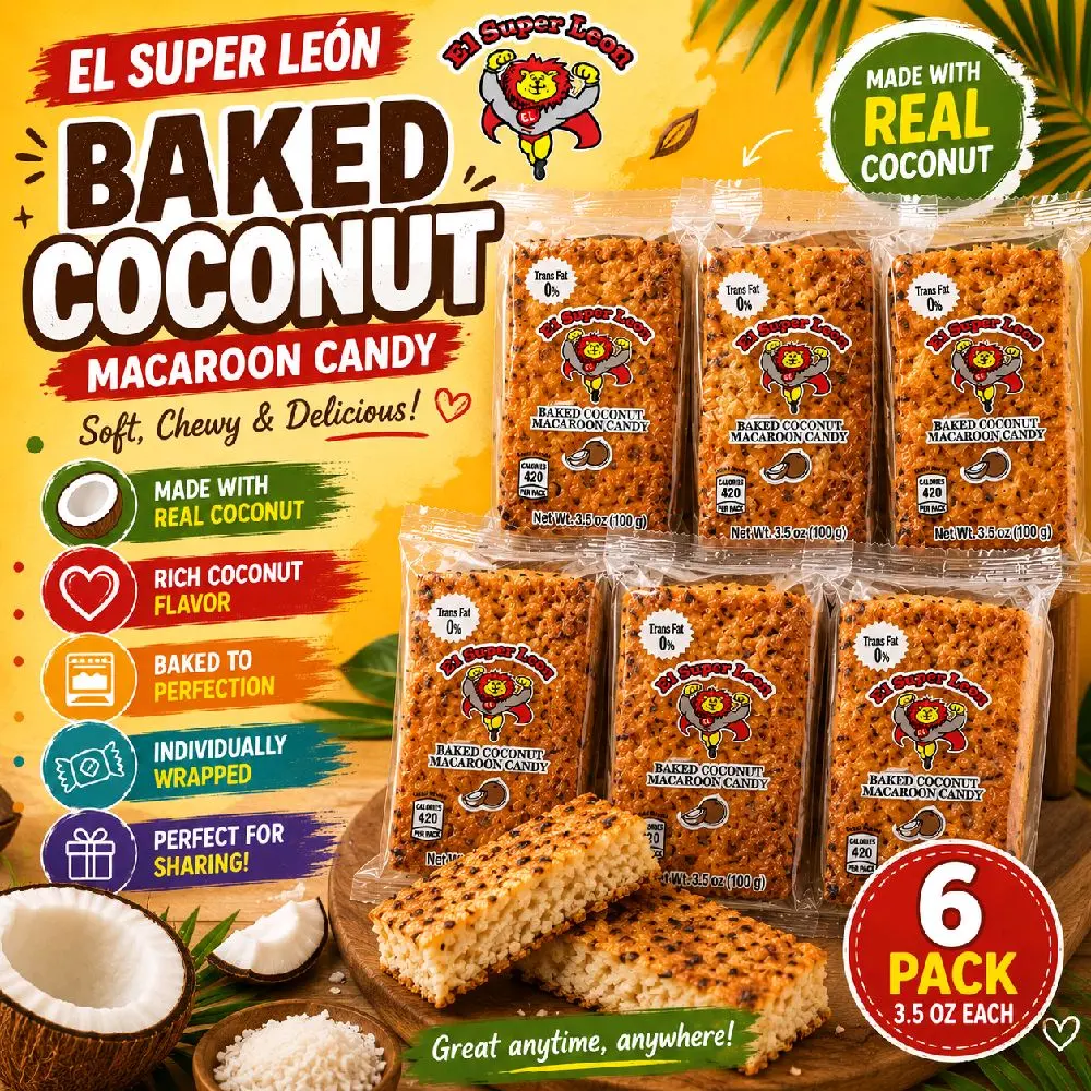El Super León Baked  6 pieces Coconut Macaroon Candy – 3.5 oz (100 g)