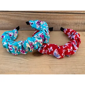 Carolyn Butterfly Fabric Headband Red and Turquoise