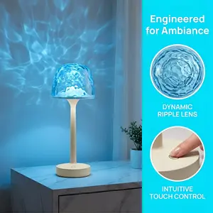 Water Ripple Projector Lamp - Rotating Dynamic Ambient Night Light for Bedroom, Living Room and Bathroom Decoration shower