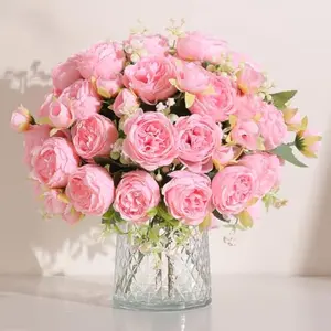 8 Packs Peonies Artificial Flowers Vintage Faux Peony Bouquet Fake Flower for Vase Silk Floral Arrangements for Table Centerpiece Wedding Decoration Indoor Home Decor