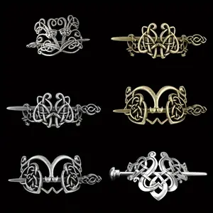 The new 2024 is a hot seller 8Pcs/set Viking Hairpins Celtic Crown Hair Clips Hair Accessories Celtic Silver Irish Long Hair Decorative Hair Accessories Women's Braid Jewelry