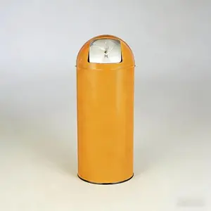 65L/17 Gal Trash Can, Stainless Steel Tall Commercial Garbage Can, Waste Bin with Square Push Lid, Durable Garbage Bin with Removable Inner Bucket for Home, Kitchen, Office, Orange