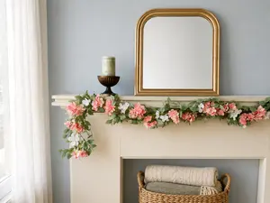 MUST HAVE! Handmade Pink Hydrangea Garland, Floral Table Centerpiece Decor, Flower Mantle Garland