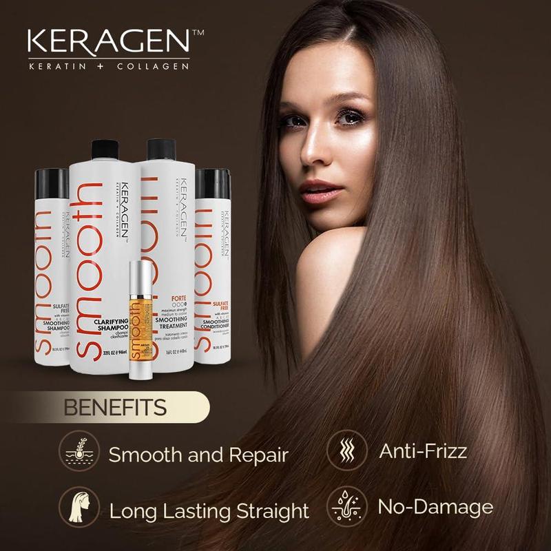 Keragen Brazilian Keratin Hair Treatment – Premium Straightening Cream, Sulfate-Free Anti-Frizz Formula, Perfect for Dry & Damaged Hair, Complete Kit Combo Set