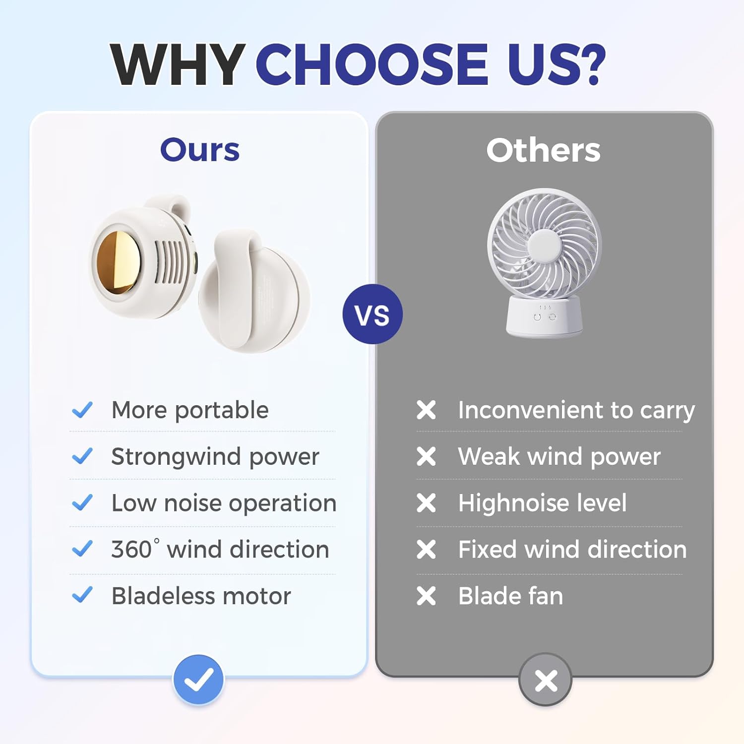 Portable Silent Mini Bladeless Electric, 3 Speeds Adjustable & Queit, Hands Free Shirt and Waist Clips Whirlwind Fans, USB Rechargeable Cooling Fan, Suitable for Outdoor Travel Office