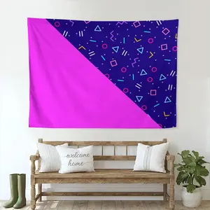 Memphis-Style Peach Print Linen Wall Tapestry, Cloth Hanging Corner Art, Bedroom Home Decor, Ideal Gift for Modern Creative Appeal Enhancement