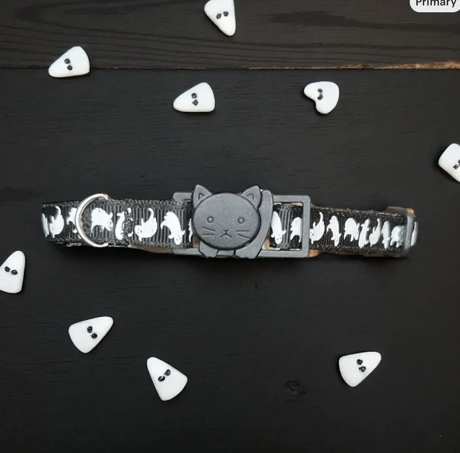 Handmade Ghost Cat Breakaway Collar Multicolor with Adorable Ghost Design