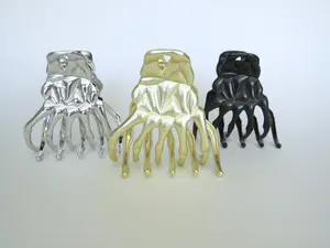 Large silver gold  black metal hair claw clip for medium thick hair