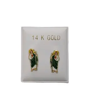 Aretes San Judas Tadeo Oro de 14k