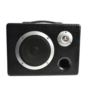 6 Inch Square Bluetooth Speaker with PU Leather Stereo Bass for Home Car Outdoor Use